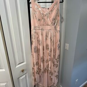 Jessica Howard Pink and Silver Floral High Low Dress